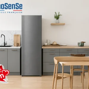 Congélateur Armoire 1 Porte Dark Inox Convertible en Réfrigérateur 206L InoSense