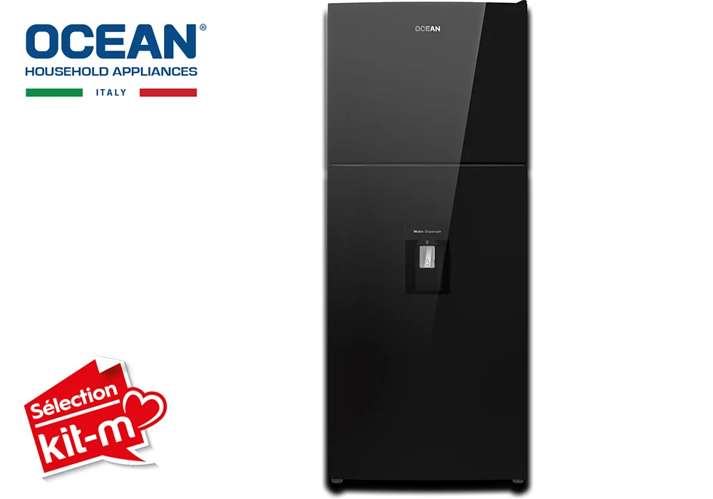 Réfrigérateur 2 Portes Vitrée Noire OCEAN OSDD382NFBG3