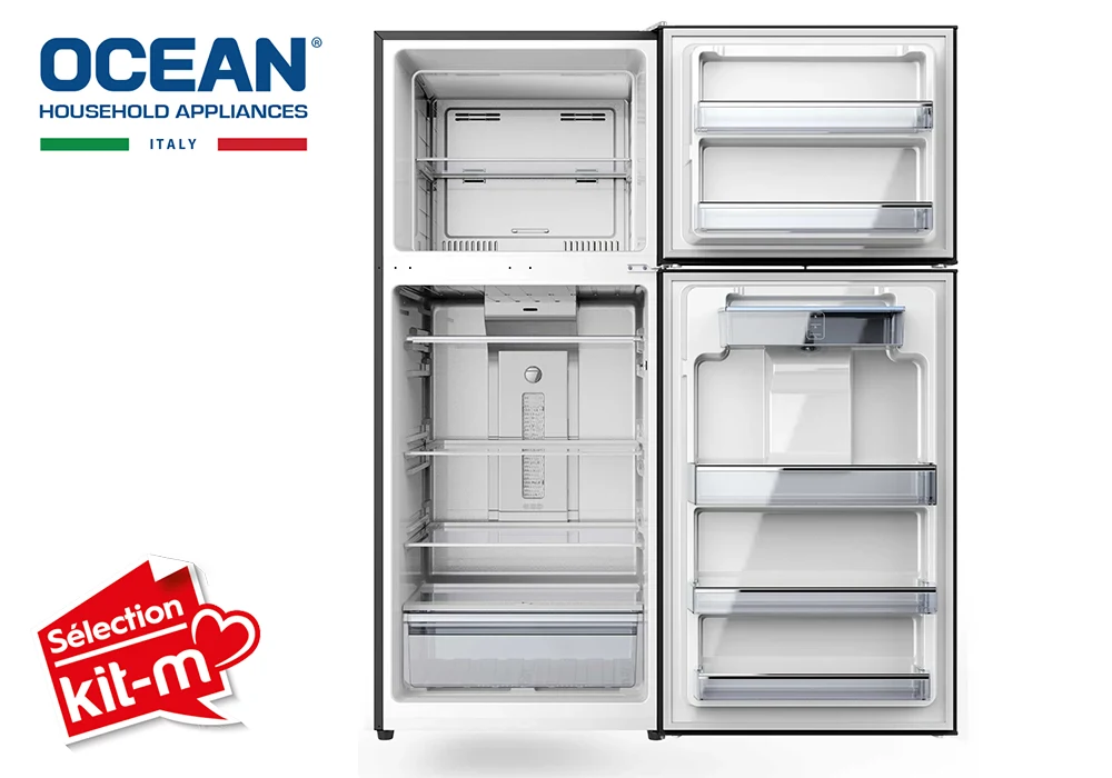 Réfrigérateur 2 Portes Vitrée Noire OCEAN OSDD382NFBG3 – Image 3