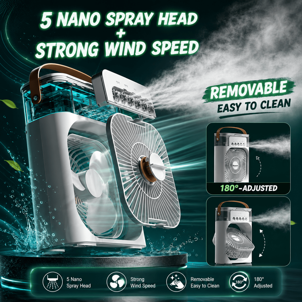 Ventilateur Rafraîchisseur USB – Humidificateur d’Air Portable Rechargeable – Image 6