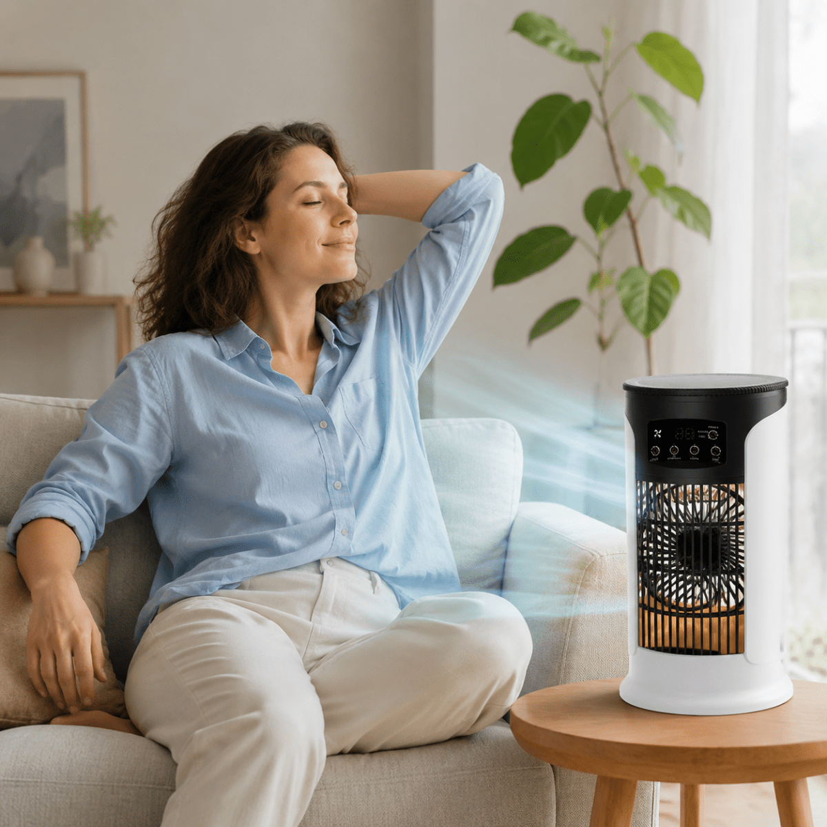 Rafraîchisseur d’Air 3-en-1 6 Vitesses – Ventilateur Mobile avec Veilleuse LED – Image 2