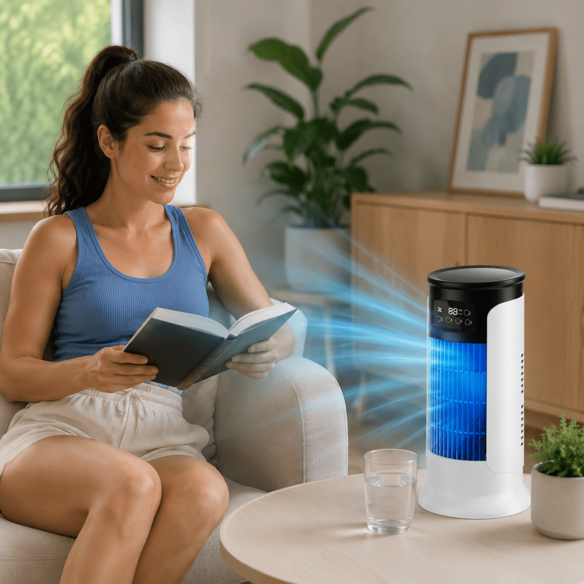 Rafraîchisseur d’Air Évaporatif Portable 6 Vitesses – Ventilateur Silencieux Bureau & Chambre – Image 2
