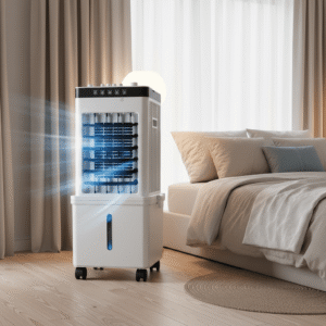 Climatiseur Mobile Sans Évacuation 3-en-1 – Rafraîchisseur d’Air sur Roulettes avec Télécommande