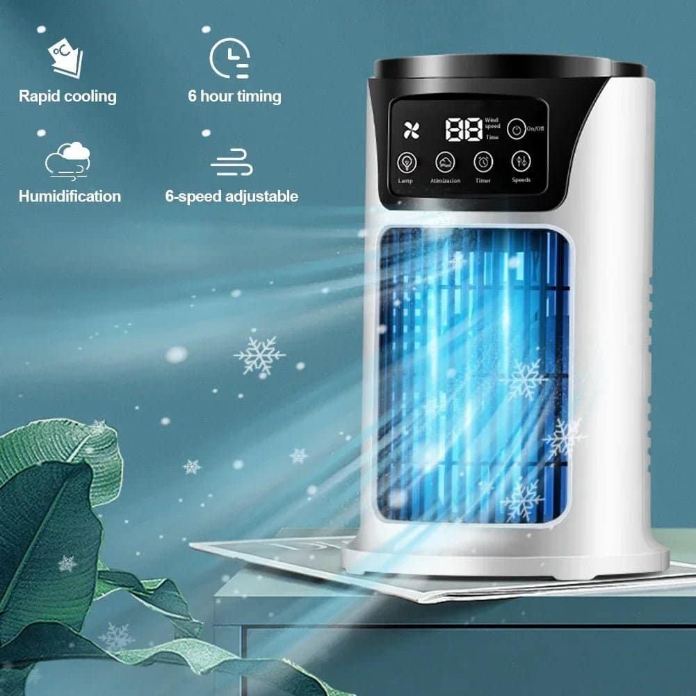 Rafraîchisseur d’Air Portable USB 6 Vitesses – Ventilateur Brumisateur & Humidificateur avec Minuterie – Image 5
