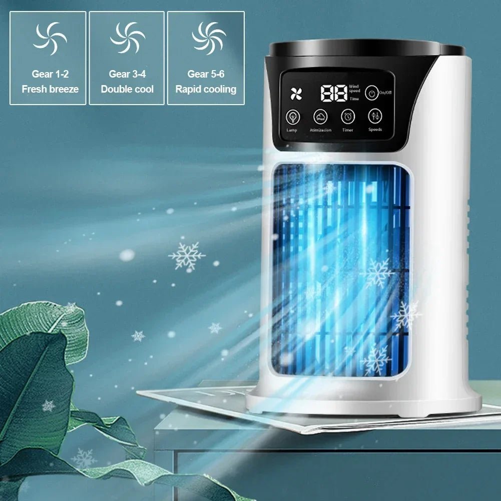 Rafraîchisseur d’Air Portable USB 6 Vitesses – Ventilateur Brumisateur & Humidificateur avec Minuterie – Image 7