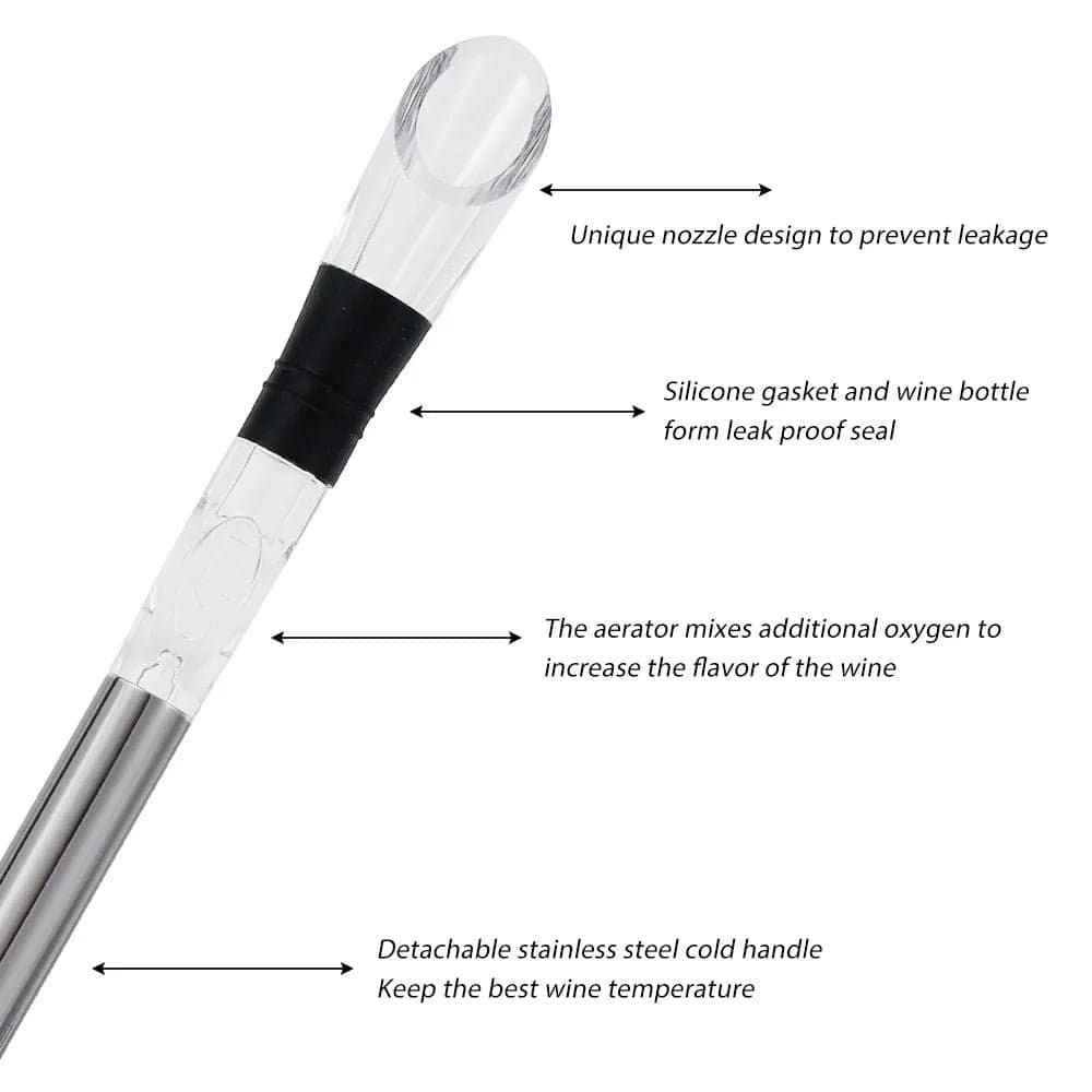 Refroidisseur à Vin 3-en-1 en Inox – Bâton Rafraîchisseur, Aérateur & Bec Verseur – Image 4