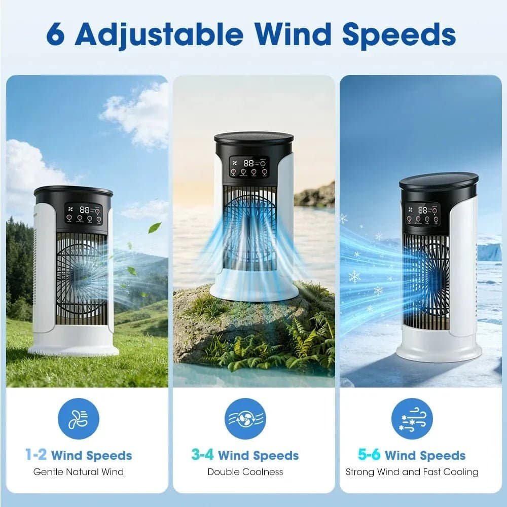 Rafraîchisseur d’Air 3-en-1 6 Vitesses – Ventilateur Mobile avec Veilleuse LED – Image 4