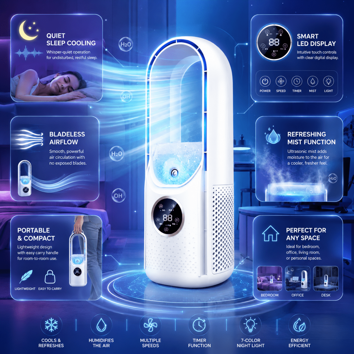 Climatiseur Sans Pales pour des Nuits Reposantes – Image 4