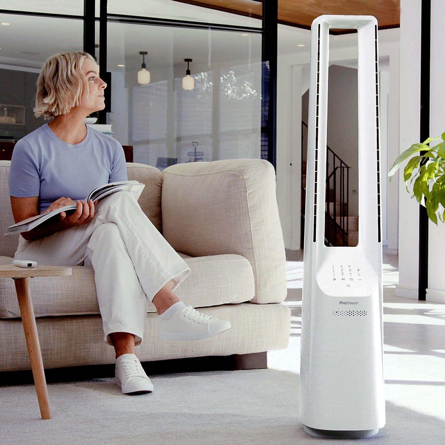 Ventilateur colonne sans pales 40″ avec contrôle par application intelligente – Blanc – Image 2