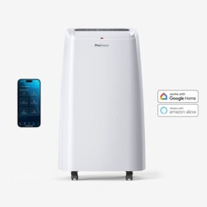 Climatiseur portable 4-en-1 de 12 000 BTU, chauffage avec fonction de déshumidification – Application Wifi intelligente