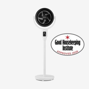 AirFlo™ Ventilateur sur pied hybride 43″ – Circulateur d’air ultra-silencieux – Blanc/Noir