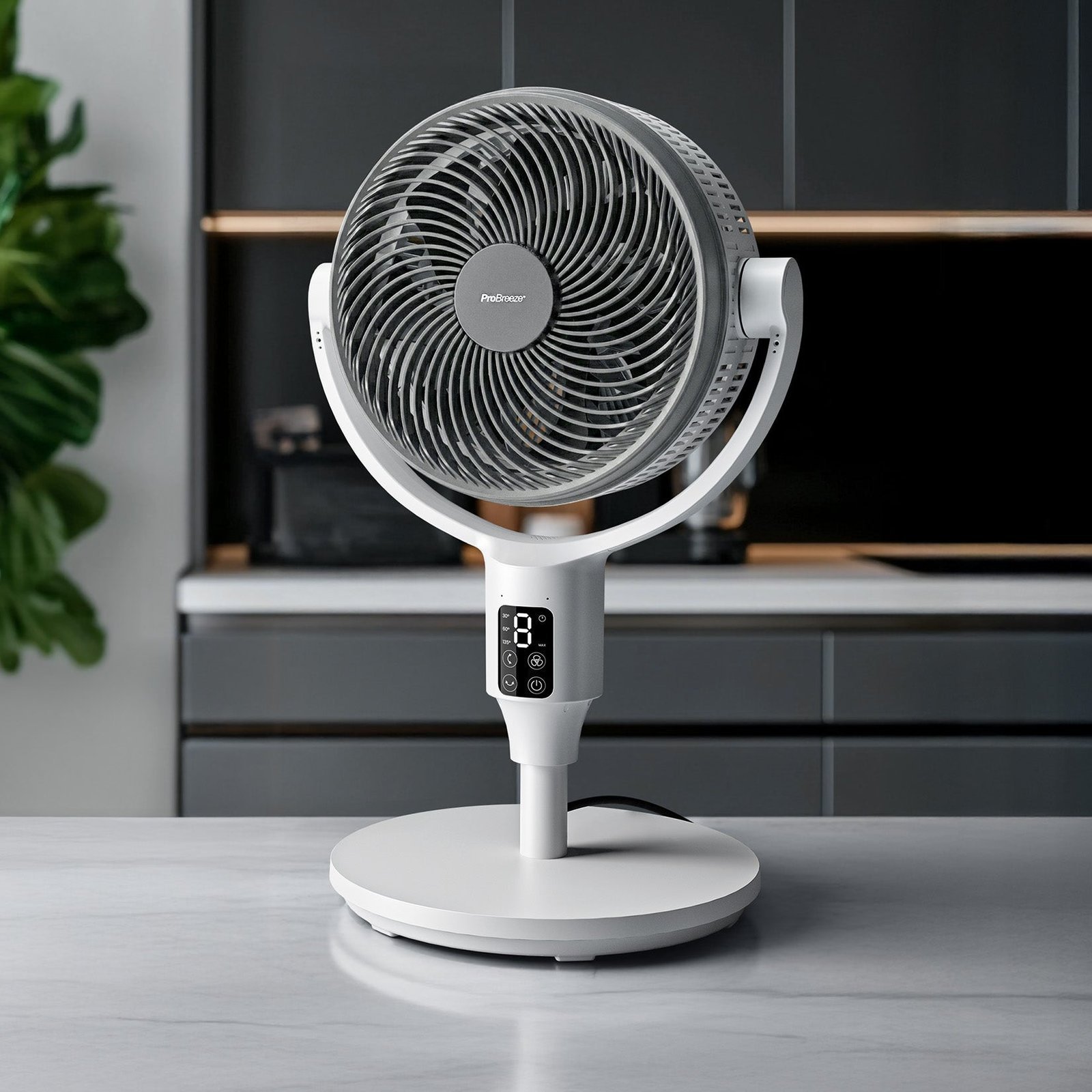 AirFlo Plus™ Ventilateur sur pied hybride intelligent 44″ – Circulateur d’air ultra-silencieux – Blanc/Gris – Image 2