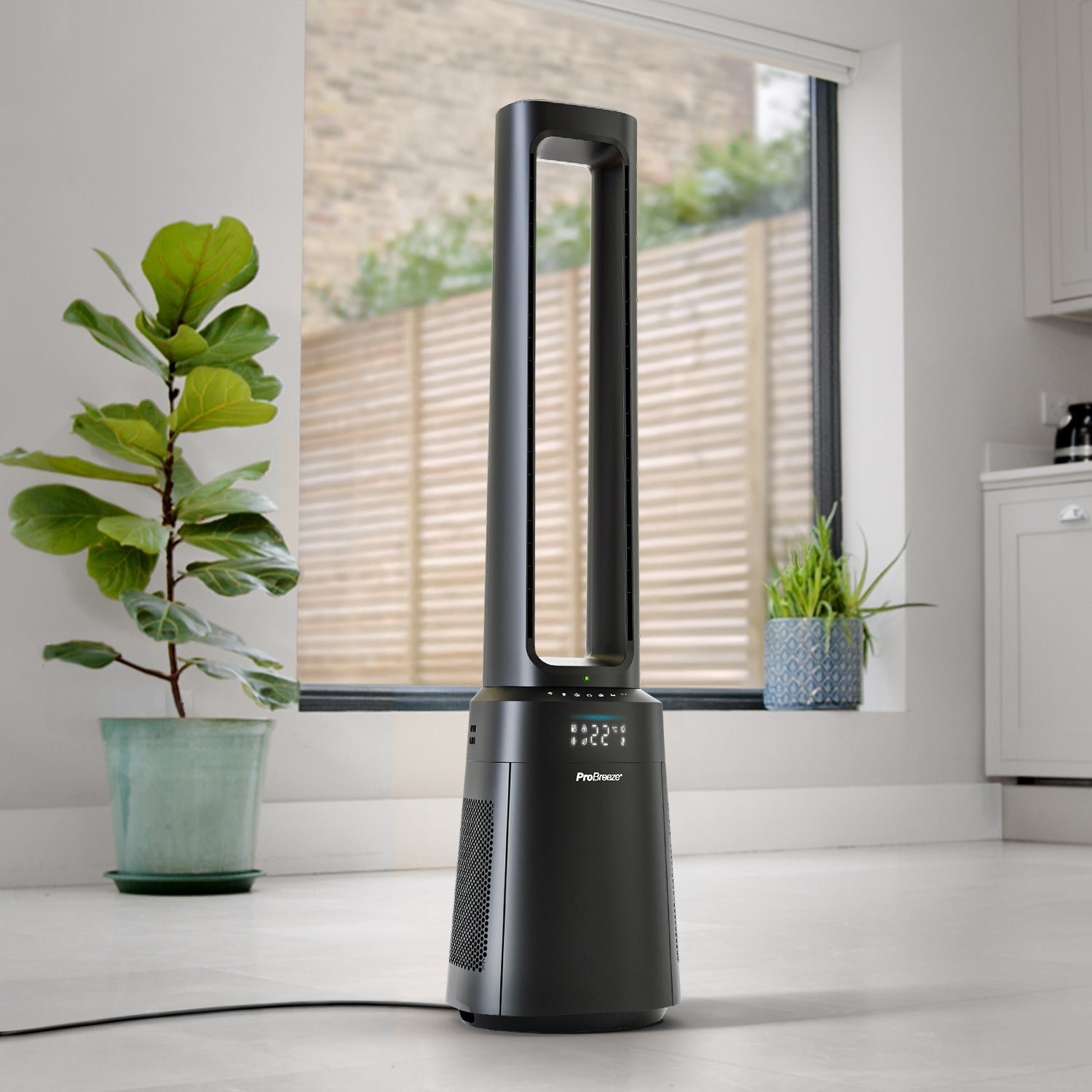 OmniAir Ventilateur colonne sans pales premium 41″ et purificateur d’air avec contrôle par application intelligente – Noir – Image 2