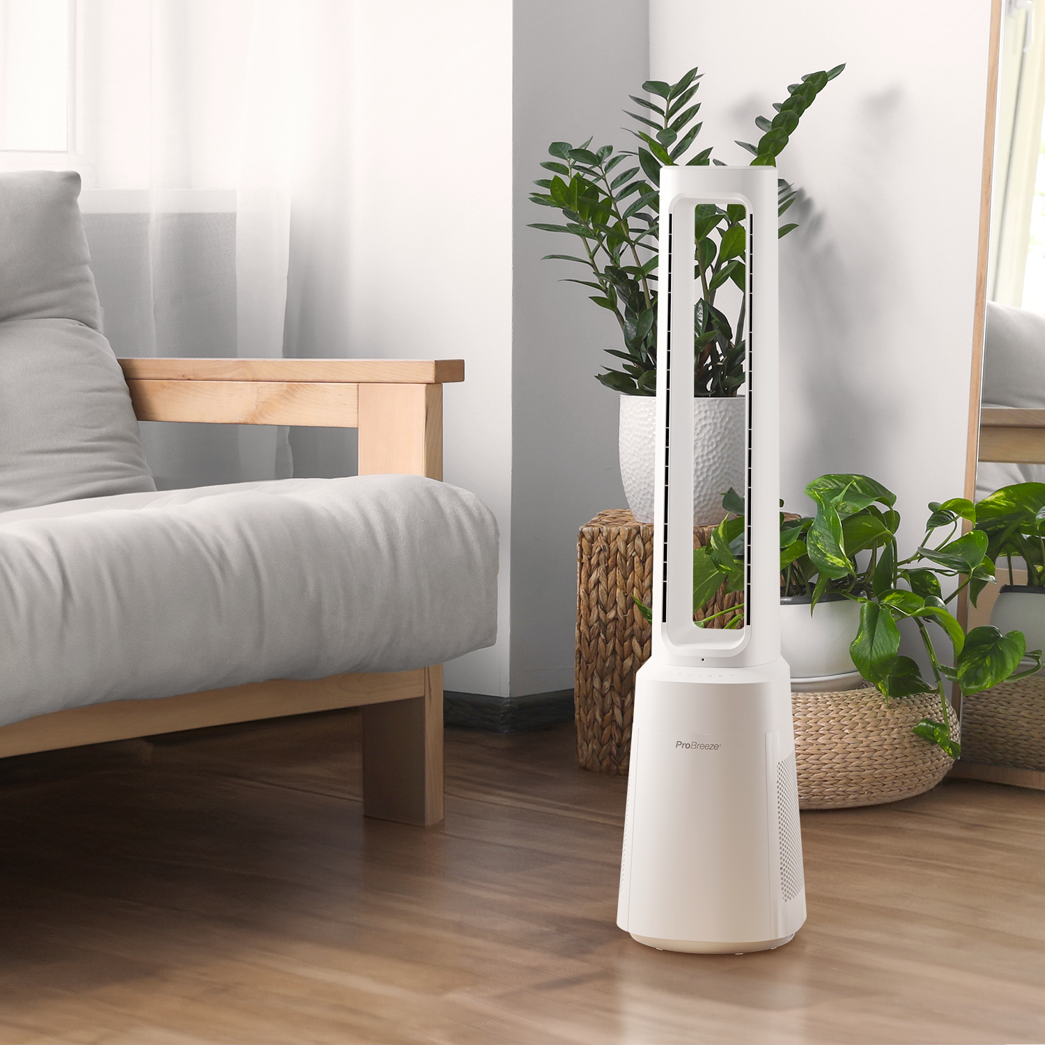 OmniAir Ventilateur colonne sans pales premium 41″ et purificateur d’air avec contrôle par application intelligente – Blanc – Image 2