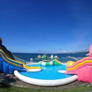 Parc aquatique portable commercial avec deux piscines et trois toboggans — WP35