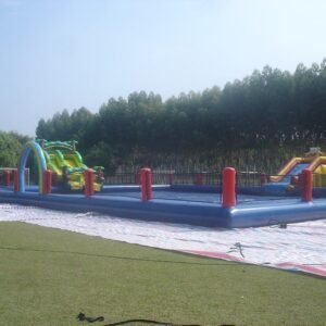 Parc aquatique mobile avec toboggans sur le thème des animaux et piscine carrée de 25 m — WP41