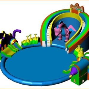Parc aquatique gonflable mobile avec grands toboggans et piscine ronde — WP75