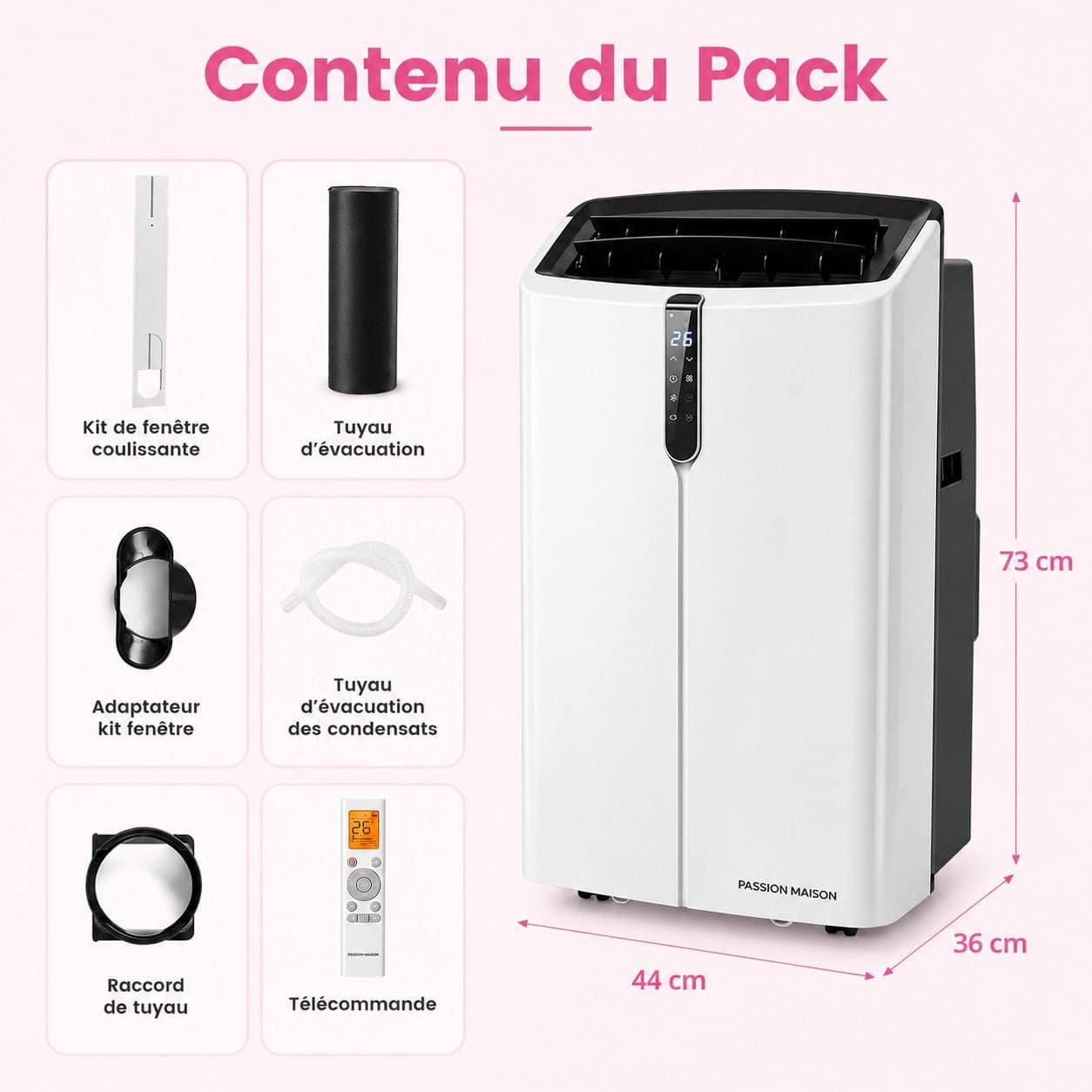 Climatiseur Mobile Réversible 14000 BTU Passion Maison Polar 14 – Wi-Fi, 5-en-1, Chauffage, Déshumidificateur & Kit Fenêtre – Image 3