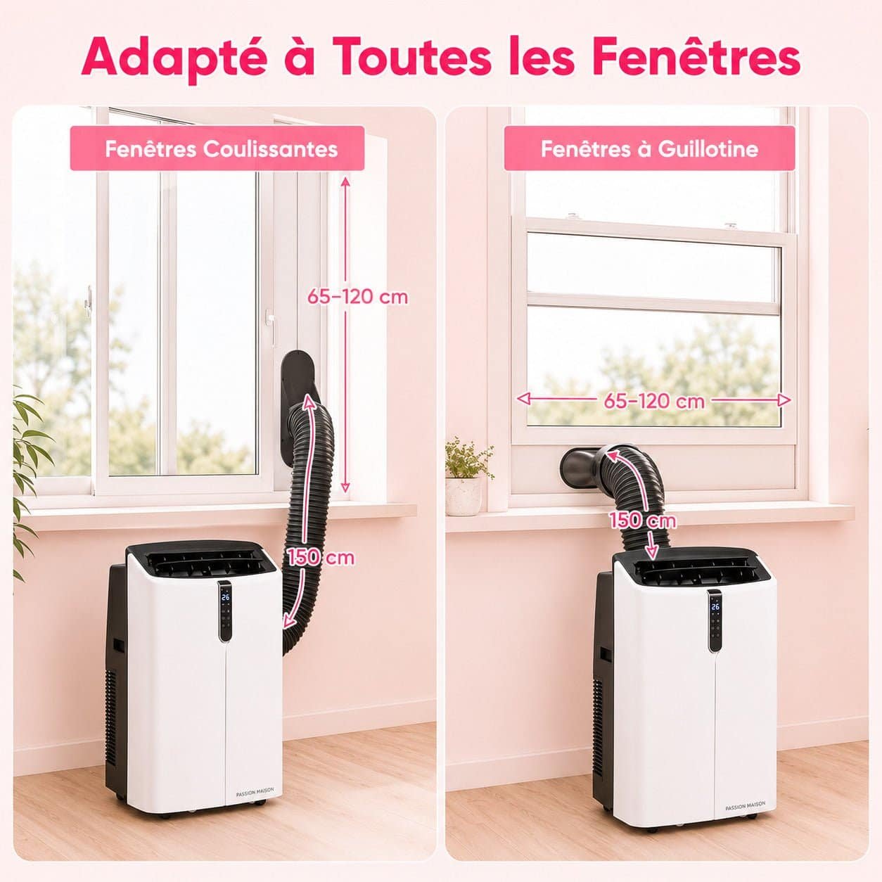 Climatiseur Mobile Réversible 14000 BTU Passion Maison Polar 14 – Wi-Fi, 5-en-1, Chauffage, Déshumidificateur & Kit Fenêtre – Image 9
