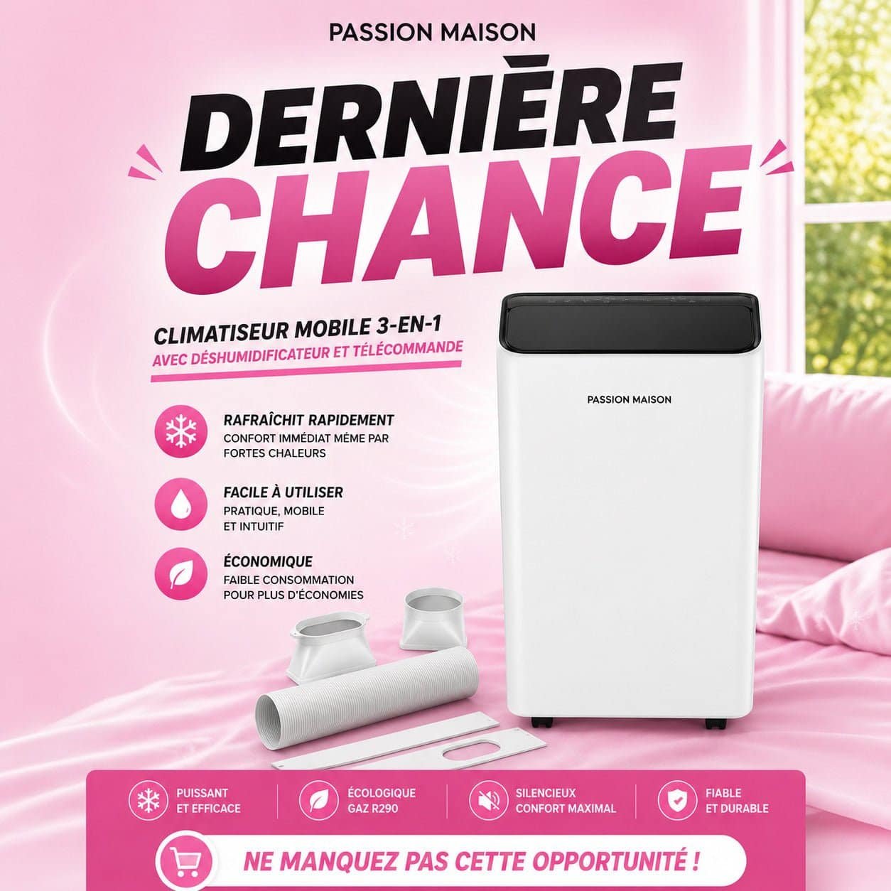 Climatiseur Mobile Réversible 12000 BTU Passion Maison Everest 12 – Chauffage, Climatisation & Déshumidificateur – Image 7