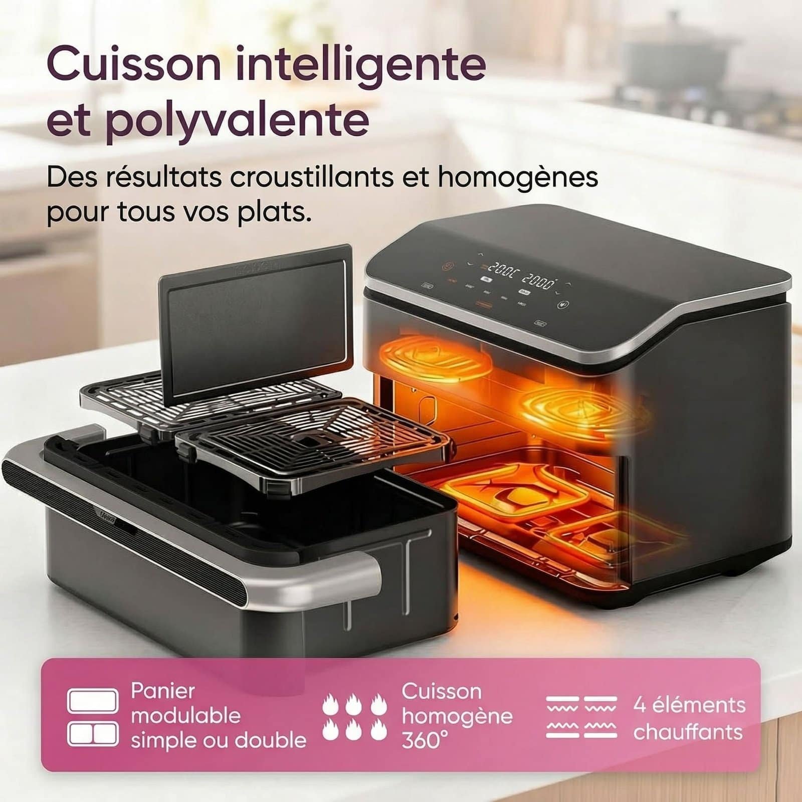 Friteuse à Air Double Zone 10L – Air Fryer Sans Huile – Image 2