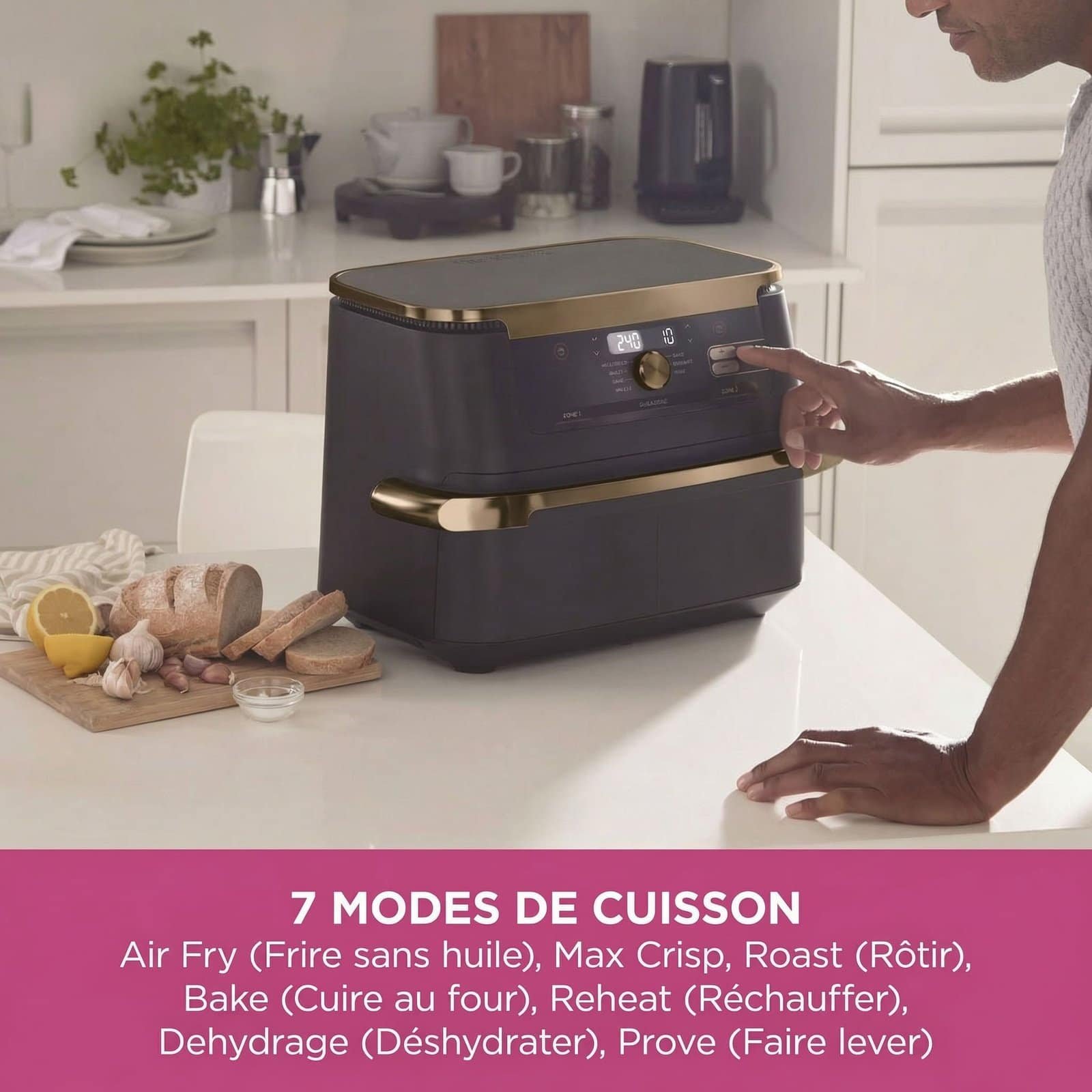 Friteuse Sans Huile Double Zone 10,4L – Air Fryer avec Séparateur Amovible – Image 5