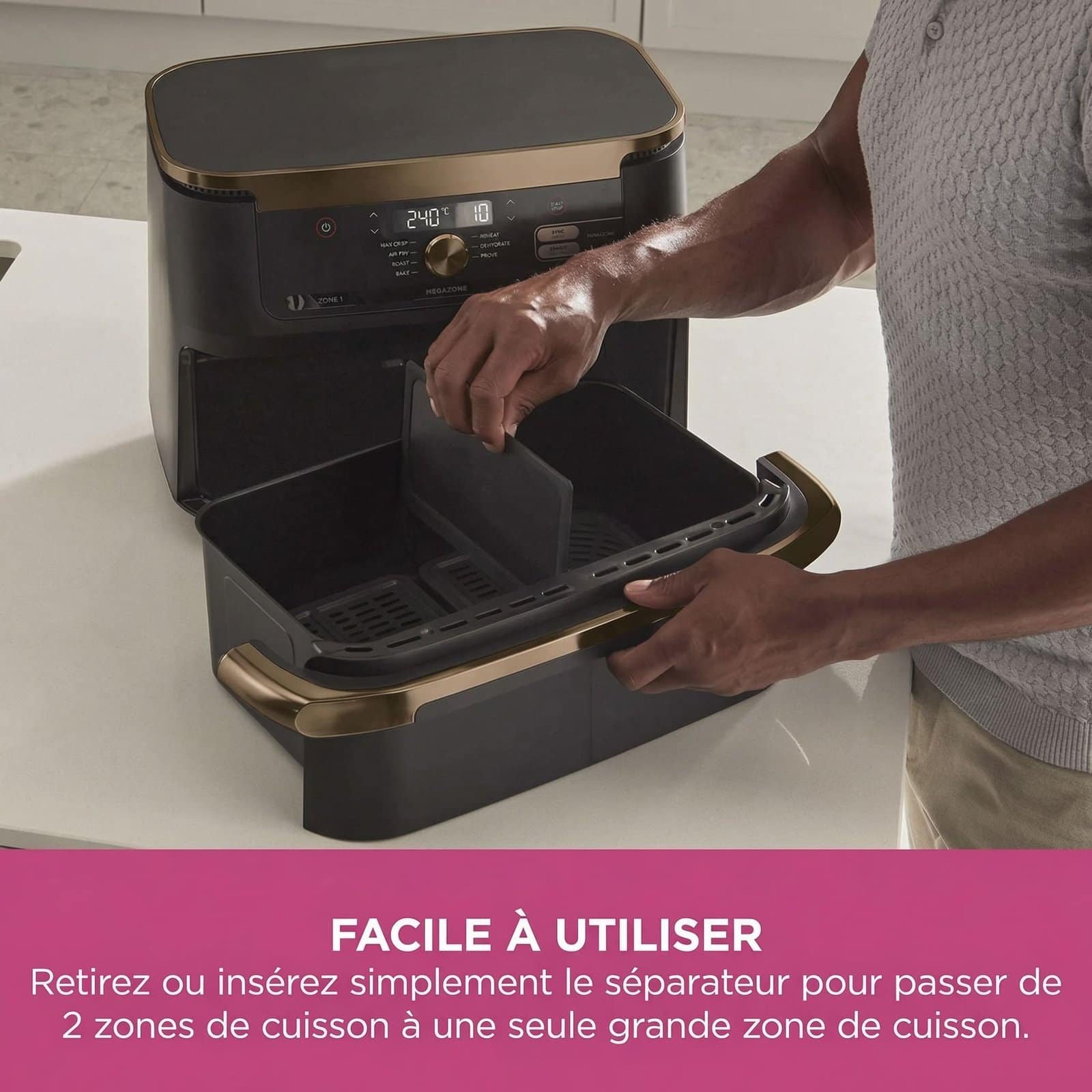 Friteuse Sans Huile Double Zone 10,4L – Air Fryer avec Séparateur Amovible – Image 10