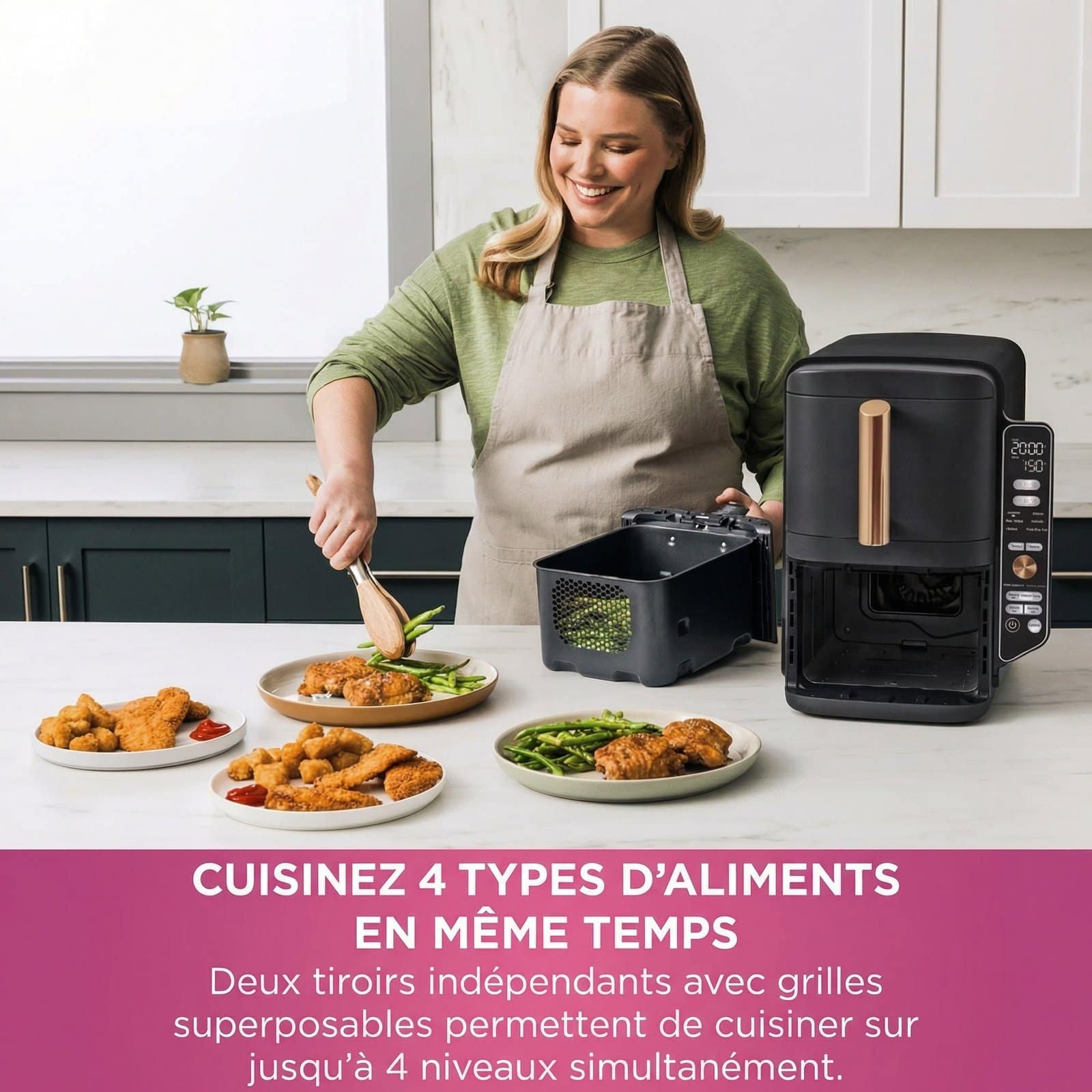 Air Fryer Double Tiroir Vertical 9,5L – Friteuse Sans Huile – Image 6