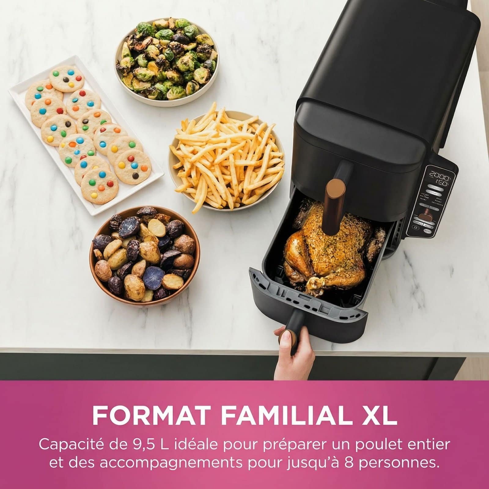 Air Fryer Double Tiroir Vertical 9,5L – Friteuse Sans Huile – Image 7