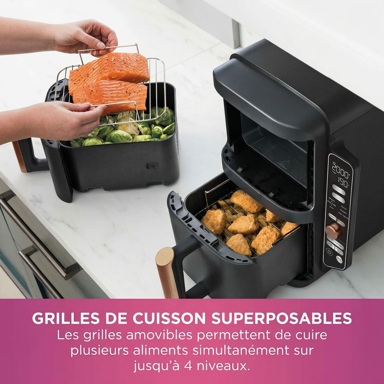 Air Fryer Double Tiroir Vertical 9,5L – Friteuse Sans Huile – Image 8