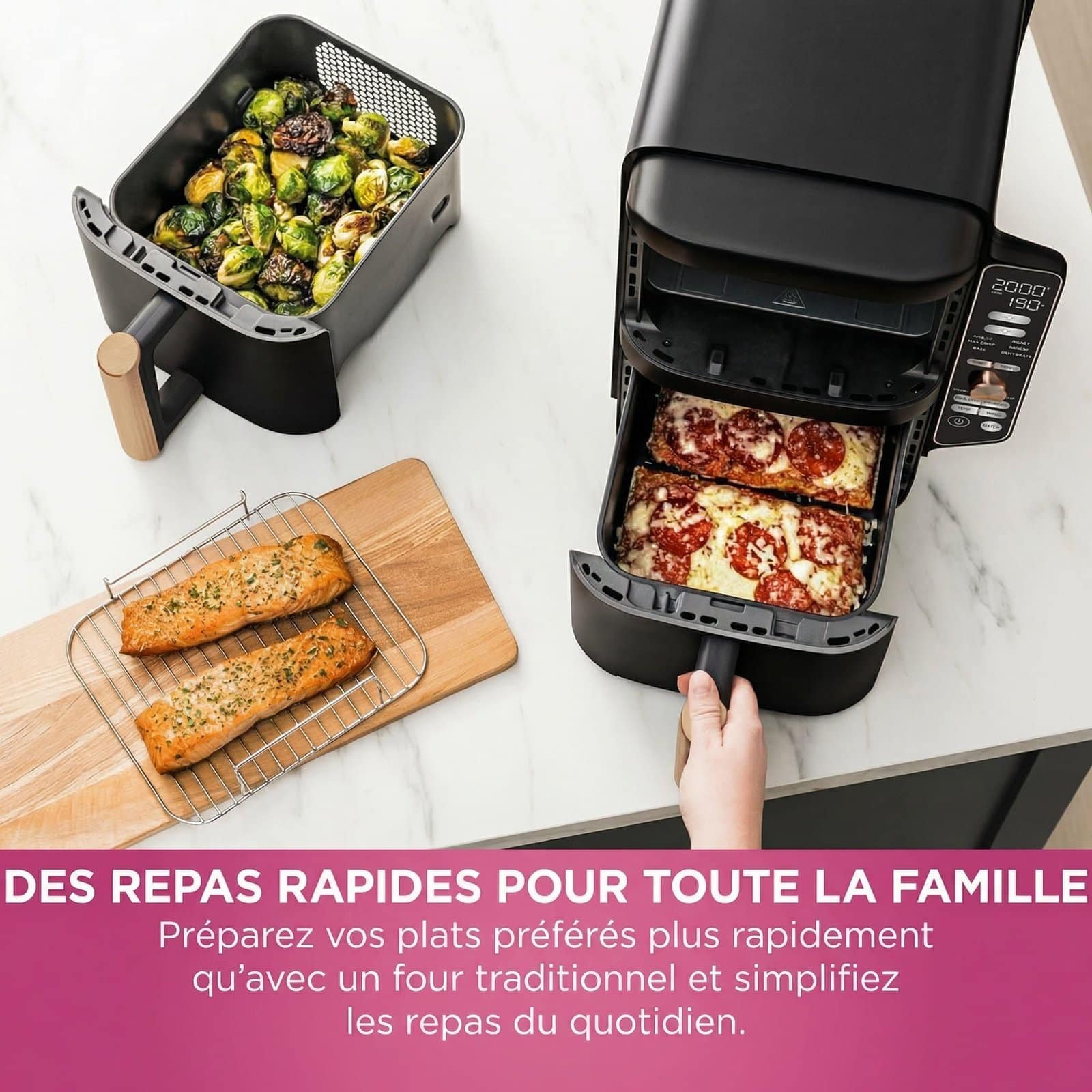 Air Fryer Double Tiroir Vertical 9,5L – Friteuse Sans Huile – Image 9