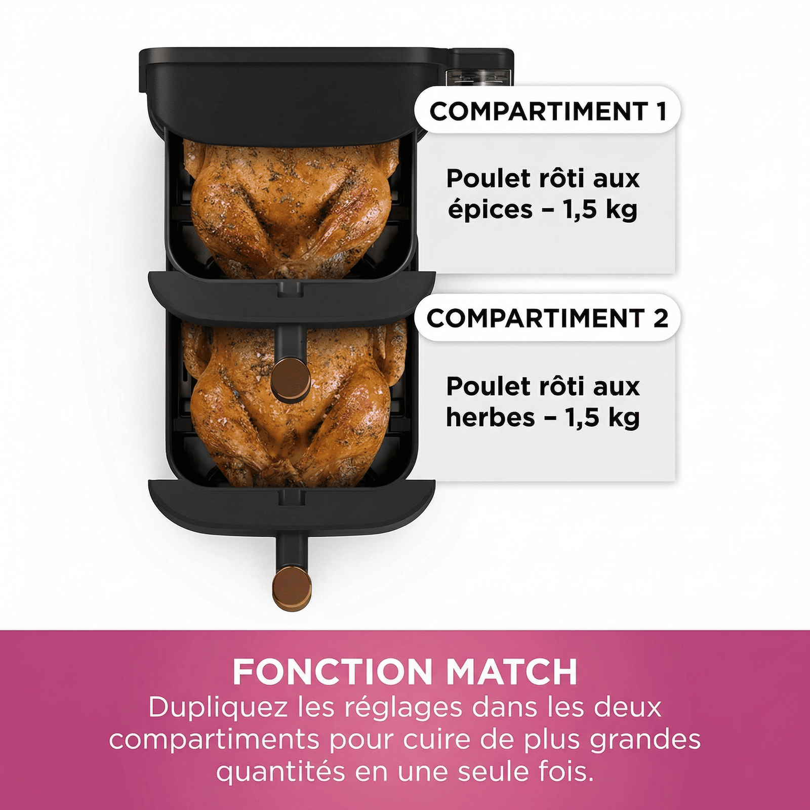Air Fryer Double Tiroir Vertical 9,5L – Friteuse Sans Huile – Image 11
