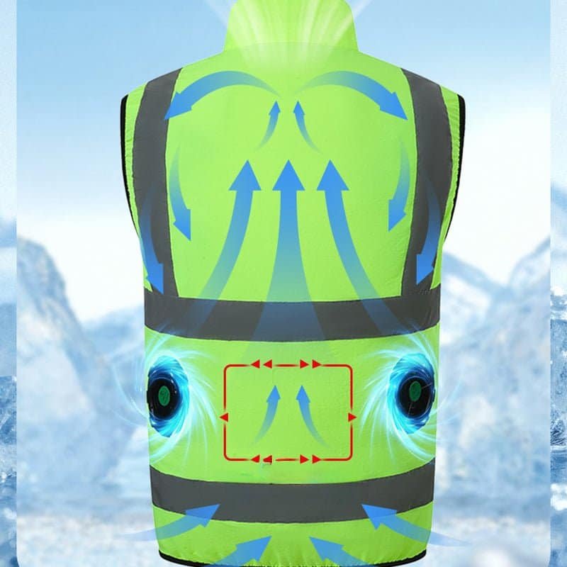 Gilet Rafraîchissant avec Ventilateurs et Bandes Réfléchissantes – Image 9