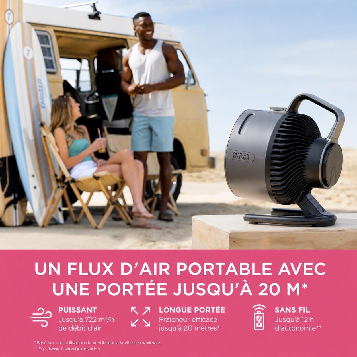 Ventilateur Brumisateur Sans Fil Passion Maison Oasis – Portable, Rechargeable & Jusqu’à 12 h d’autonomie – Image 3