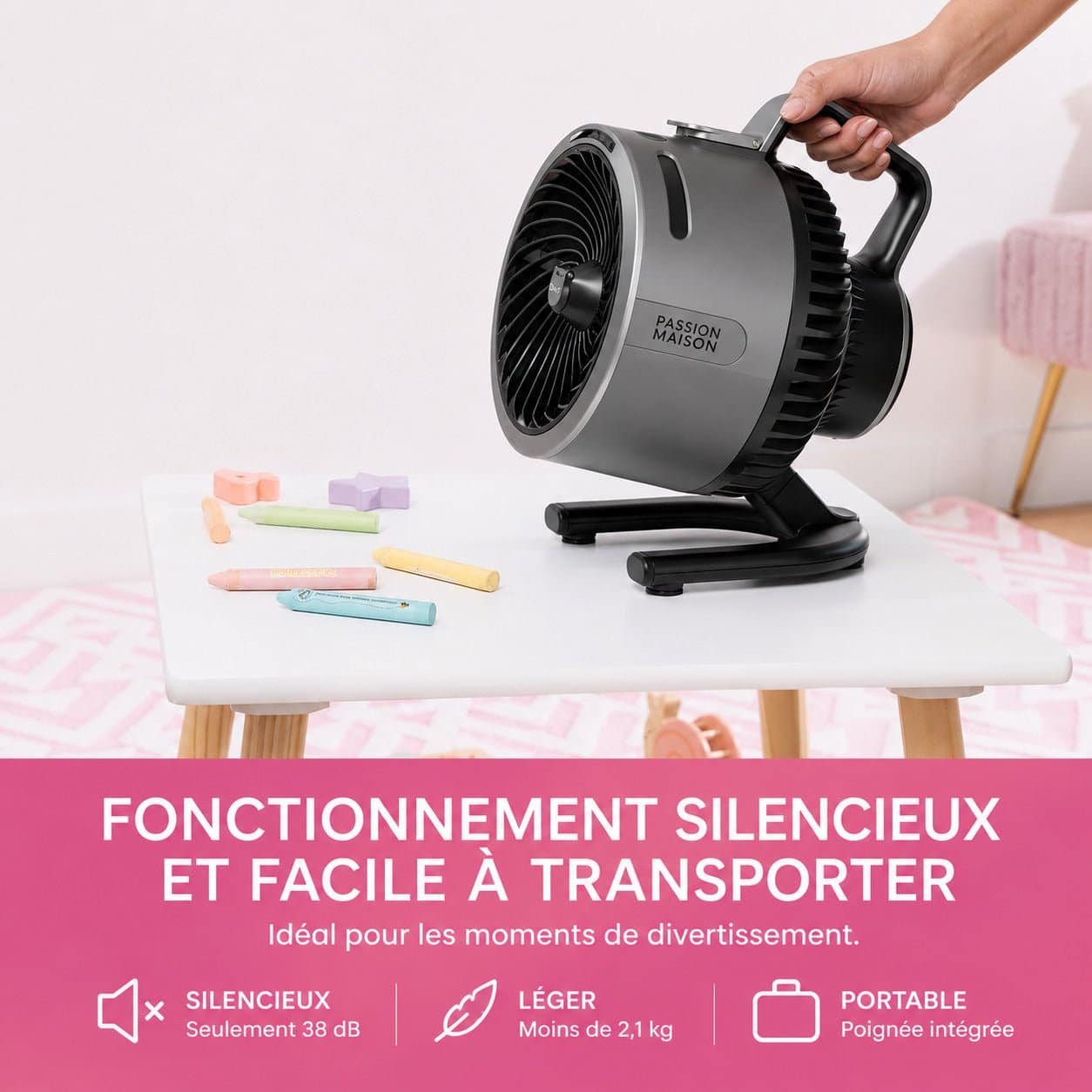 Ventilateur Brumisateur Sans Fil Passion Maison Oasis – Portable, Rechargeable & Jusqu’à 12 h d’autonomie – Image 4