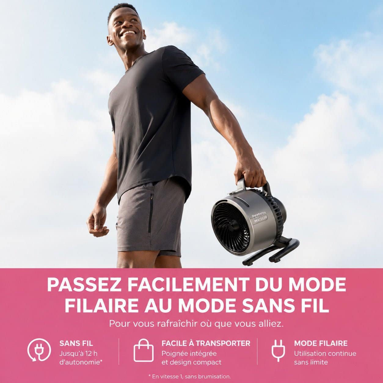 Ventilateur Brumisateur Sans Fil Passion Maison Oasis – Portable, Rechargeable & Jusqu’à 12 h d’autonomie – Image 6